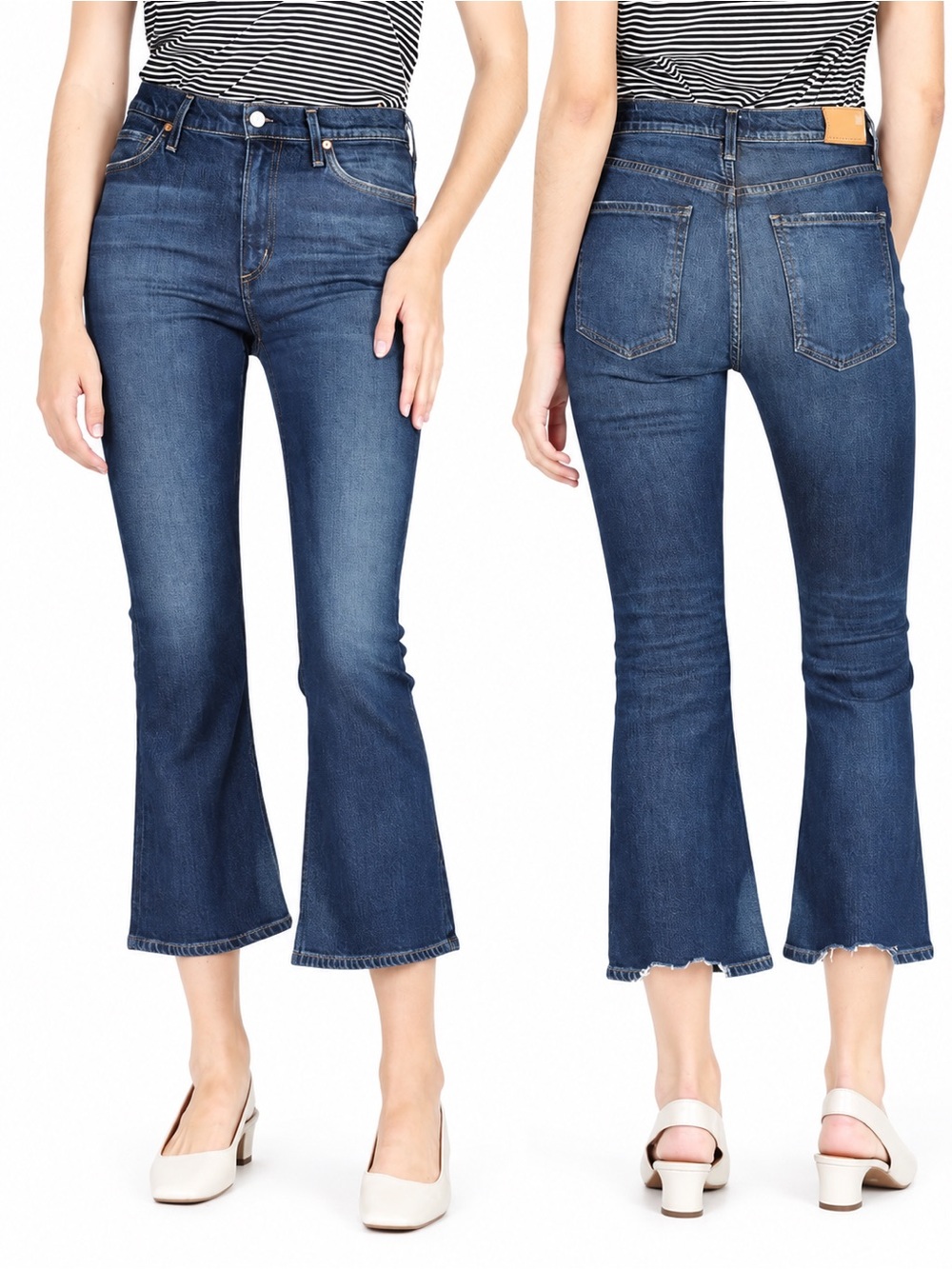 Citizens of Humanity Demy High Rise Cropped Flare Jeans Gleams Blue Sz 27